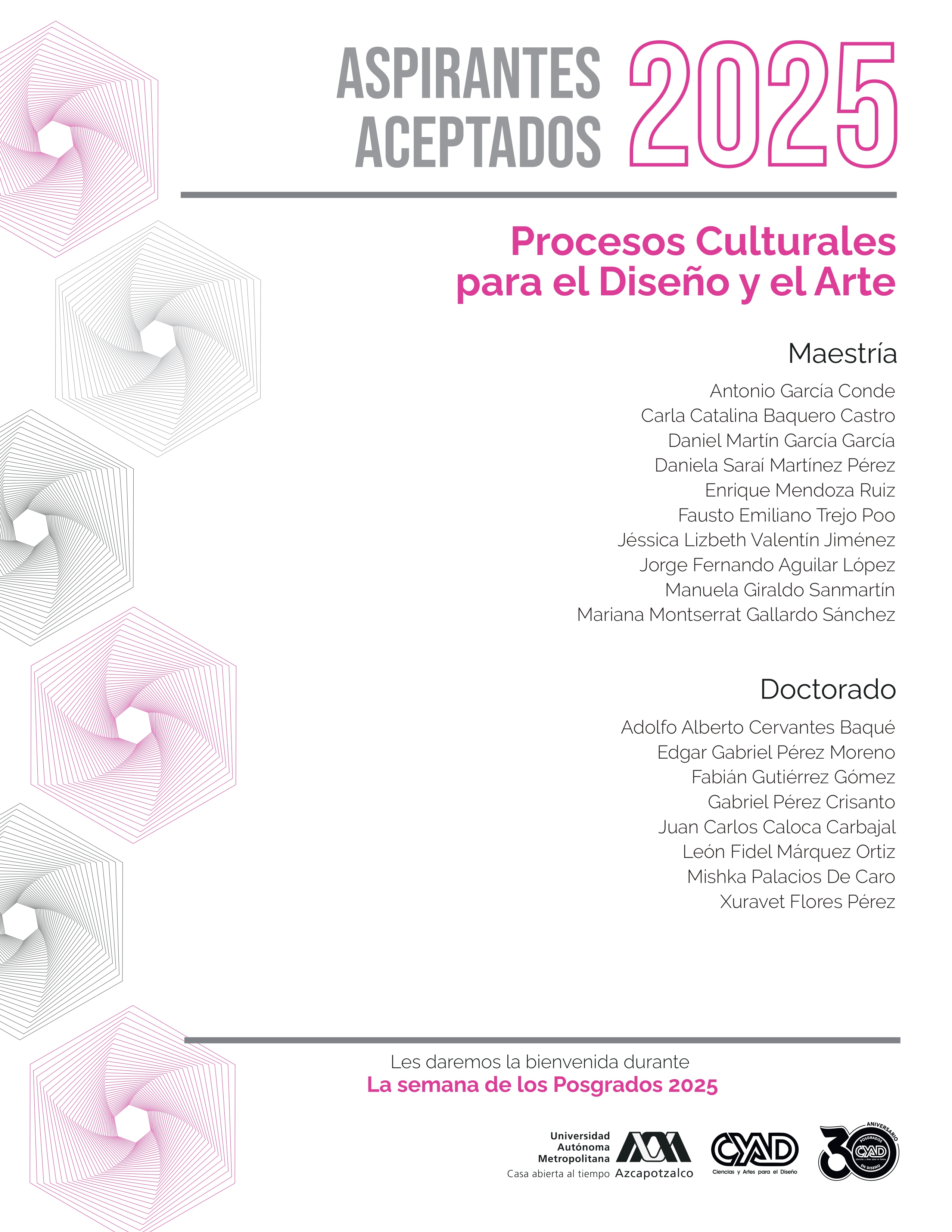 Aspirantes aceptados 2025 Procesos