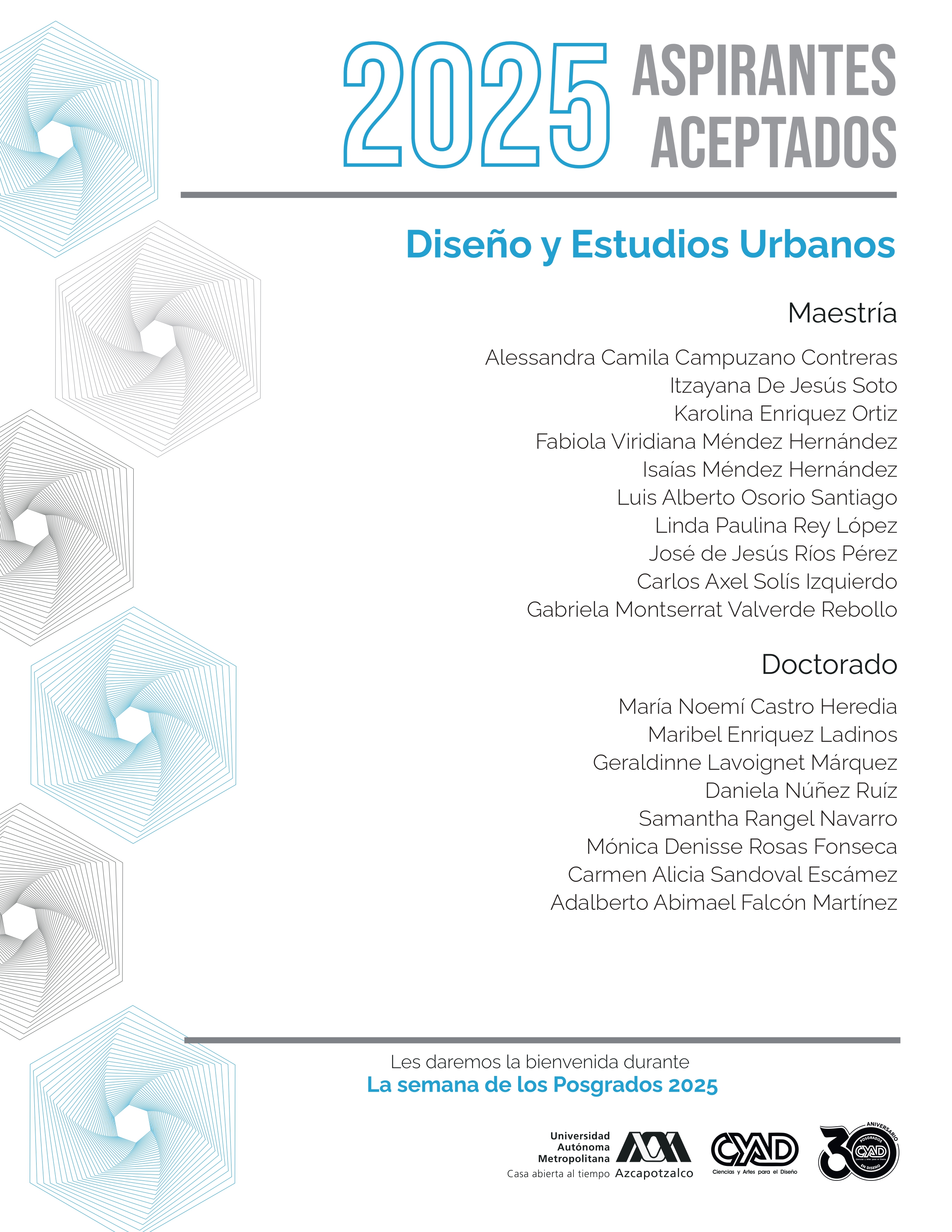 Aspirantes aceptados 2025 Urbanos